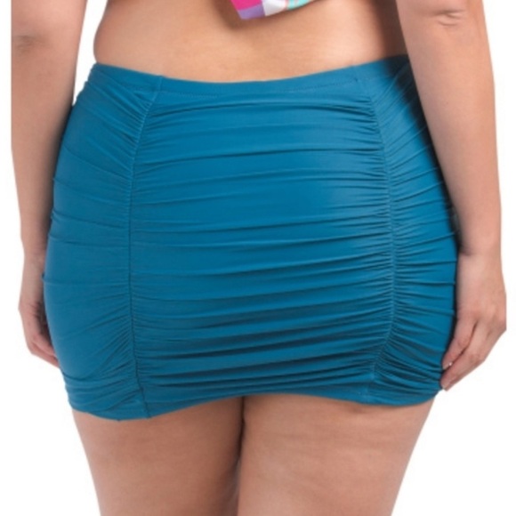 Raisins Curve Plus Costa Ruched High Waist Swim Skirt Blue size 24W - Picture 3 of 10